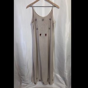 Geeta Spaghetti Strap Floral Embroidered Maxi Dress